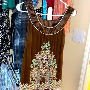 Sleeveless Brown Printed Top, size S Women’s/Junior’s